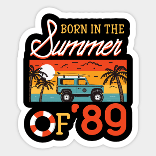 Born In The Summer Of _89 Beach Holiday Birthday Sticker